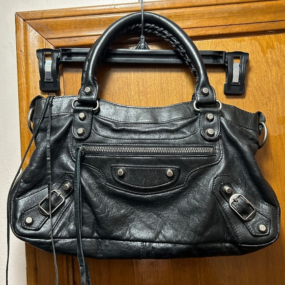 Balenciaga Handbags - BALENCIAGA 2003 Black First (Single), Pewter (Silver) HW